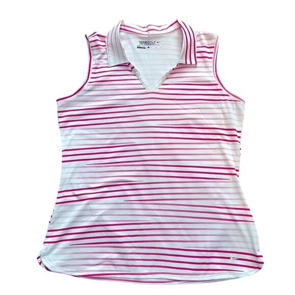 Nike Golf Polo Tour Performance Dri Fit Pink, Purple, and White- Size Medium - Picture 3 of 7